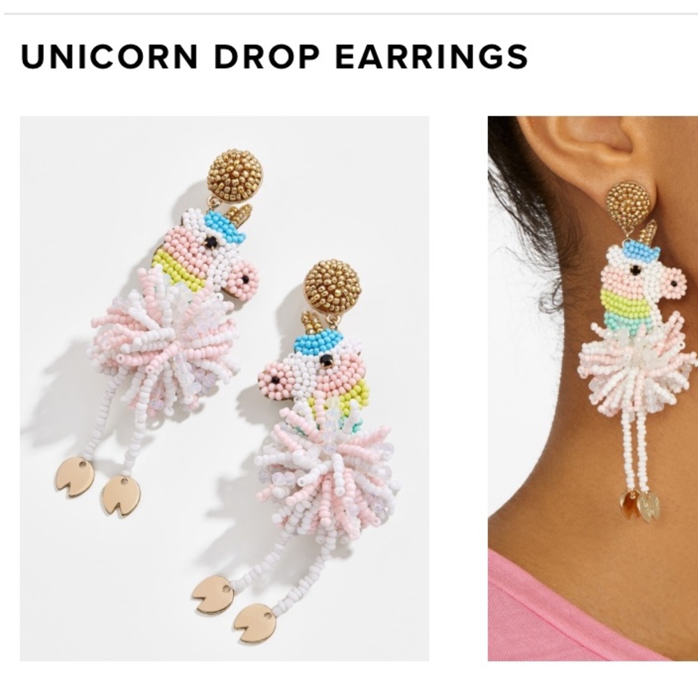 Beaded Unicorn Drop Earrings
